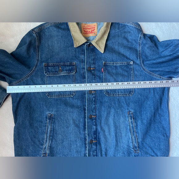 Levi's Denim Jacket with Beige Corduroy Collar Men Size XXL - Picture 9 of 10